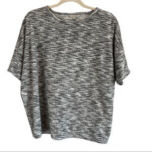 Calvin Klein Ribbed Grey and White short sleeve blouse